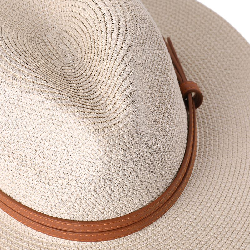 Nuovi arrivi 56-58-59-60CM Nuovo cappello Panama naturale morbido in paglia a forma di estate da donna/uomo con tesa larga e protezione UV da spiaggia Fedora_voghion.com