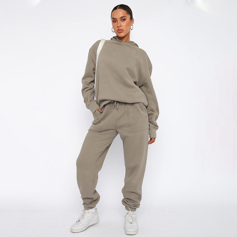 Damen Hosen-Sets Zweiteilige Kapuzenpullover Passende Sets Pullover Sweatshirts Langarm Lose Kordelzug Bleistifthose Lässig_voghion.com