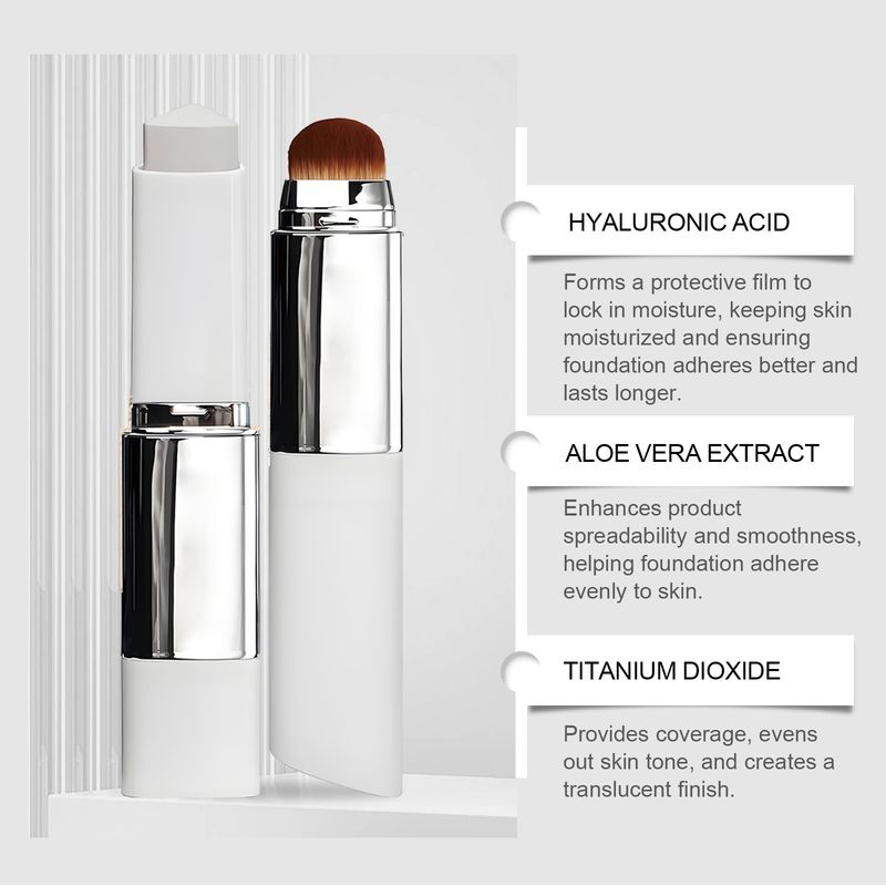 Elfenbeinweißer 2-in-1-Foundation-Stick mit Farbwechsel, leicht, feuchtigkeitsspendend, pflegend, matt, klar, natürliches Finish_voghion.com