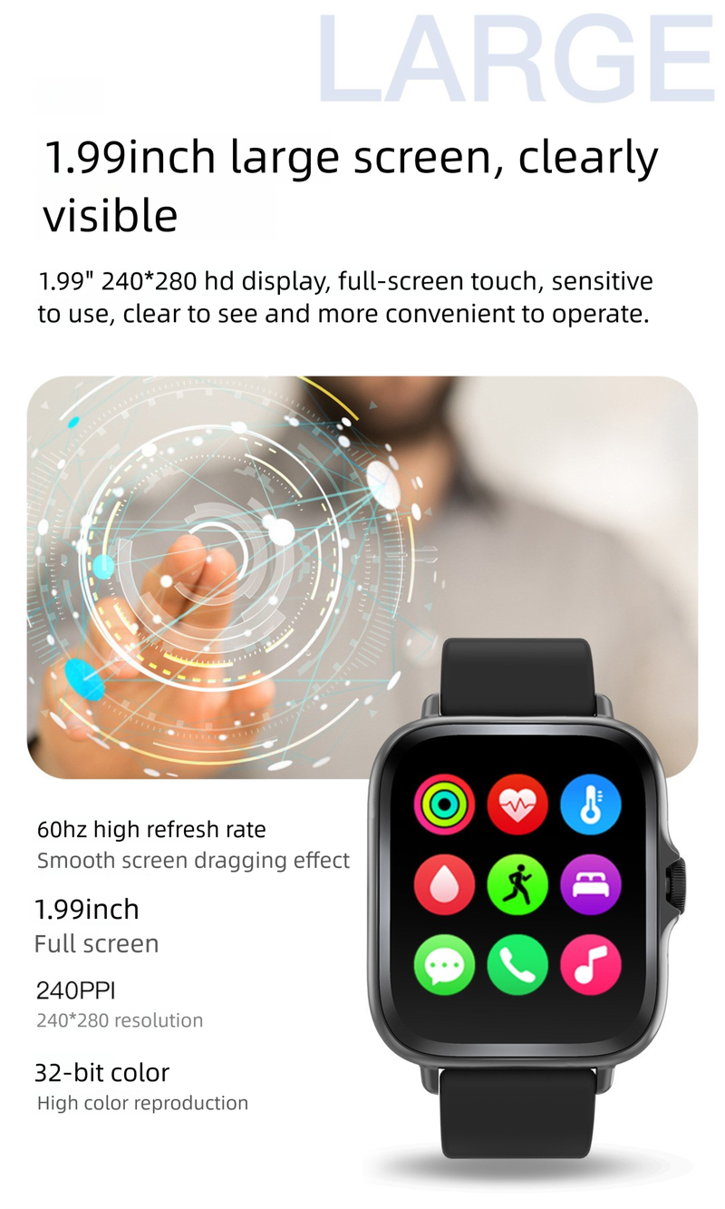 Smart Watch Multi-Function Sports Watch Heart Rate Blood Pressure Monitoring Bluetooth Call_voghion.com