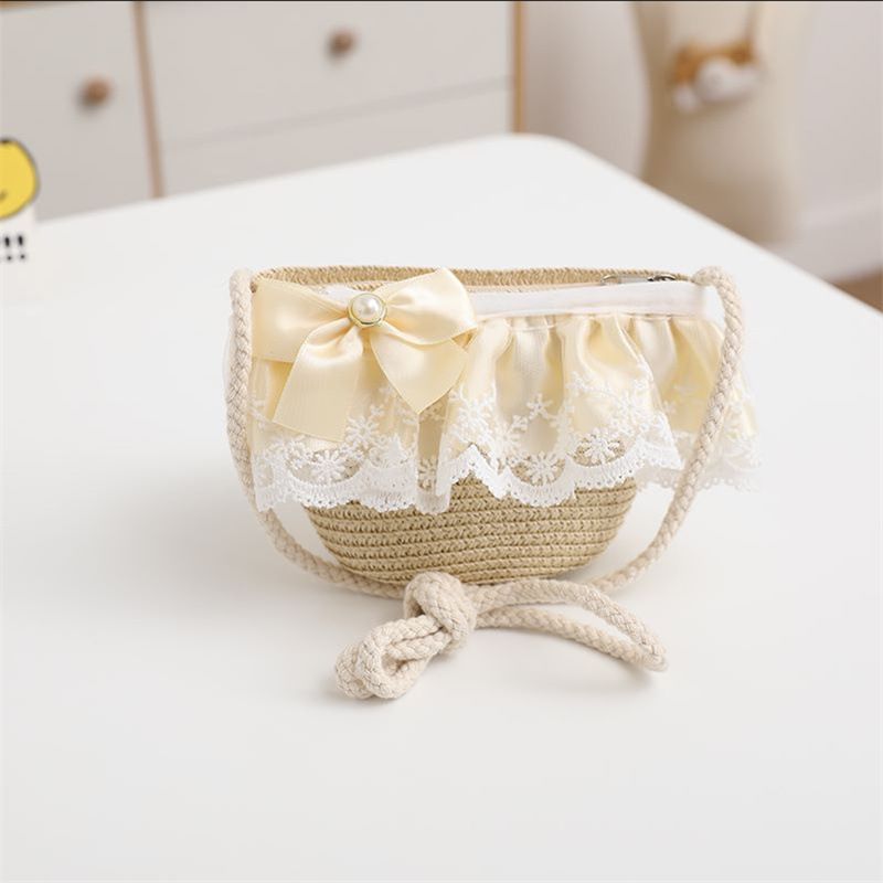 Cappelli di paglia da pescatore pieghevoli da spiaggia per bambini, protezione solare estiva da donna e set di borse_voghion.com