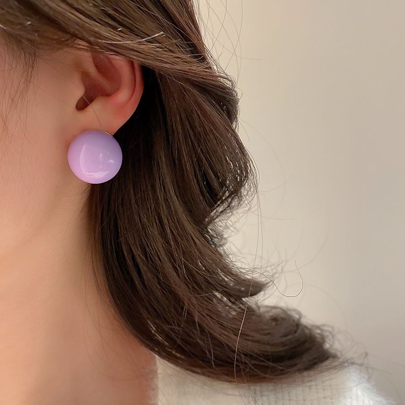 Orecchini sferici rotondi color caramello Orecchini macaron piccoli toffee moda orecchini in argento da donna_voghion.com