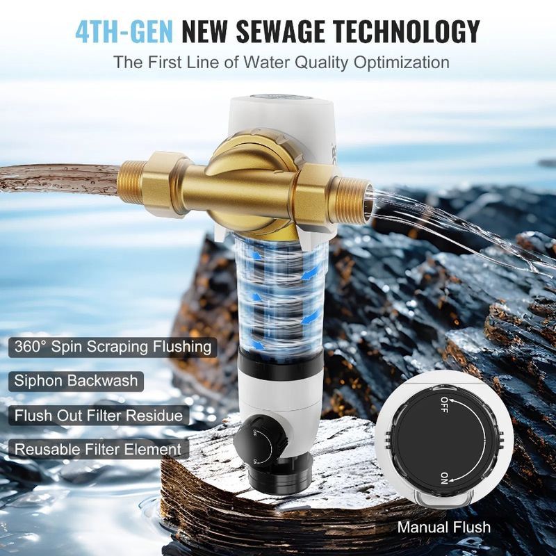 Filter 3 Water House Spin Filter H Water 4 4 Rate High Whole Well Micron Whole MNPT Down Filt For Flow 40 House T Sediment For_voghion.com