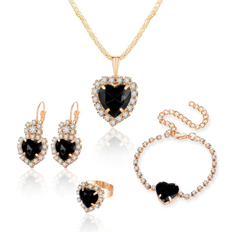 Collana con diamanti, orecchini, anello, bracciale, set di quattro pezzi, gioielli da sposa di alta qualità, borsa da sera, borsa da donna_voghion.com
