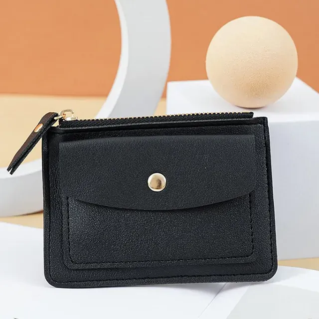 Portafoglio piccolo sottile in pelle da donna, portamonete multi-carte, semplice, con cerniera_voghion.com