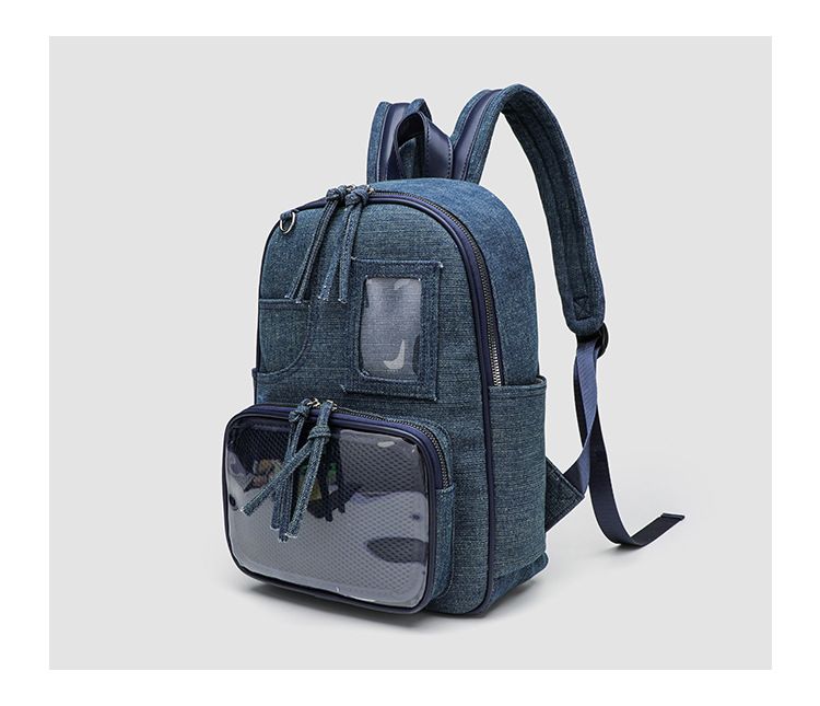 Borsa da donna, zaino in denim lavato Niche, autunno 2025, borsa a tracolla trasparente di grande capacità, zaini semplici da donna per studenti_voghion.com