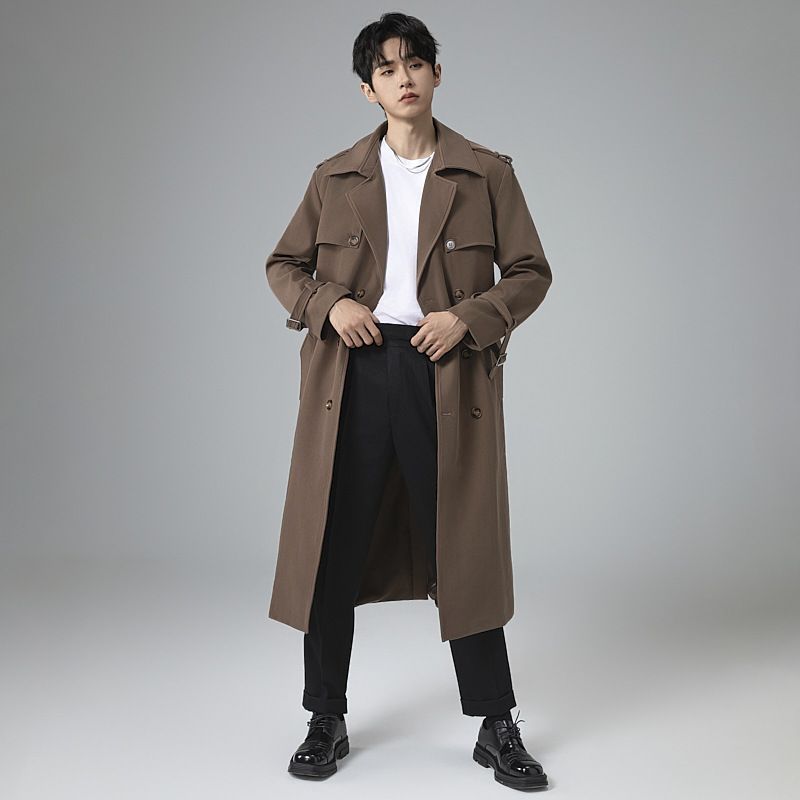 Men's Clothing Large size men's loose double breasted spring and autumn windbreaker men's super long over knee high end lapel design jacket men_voghion.com