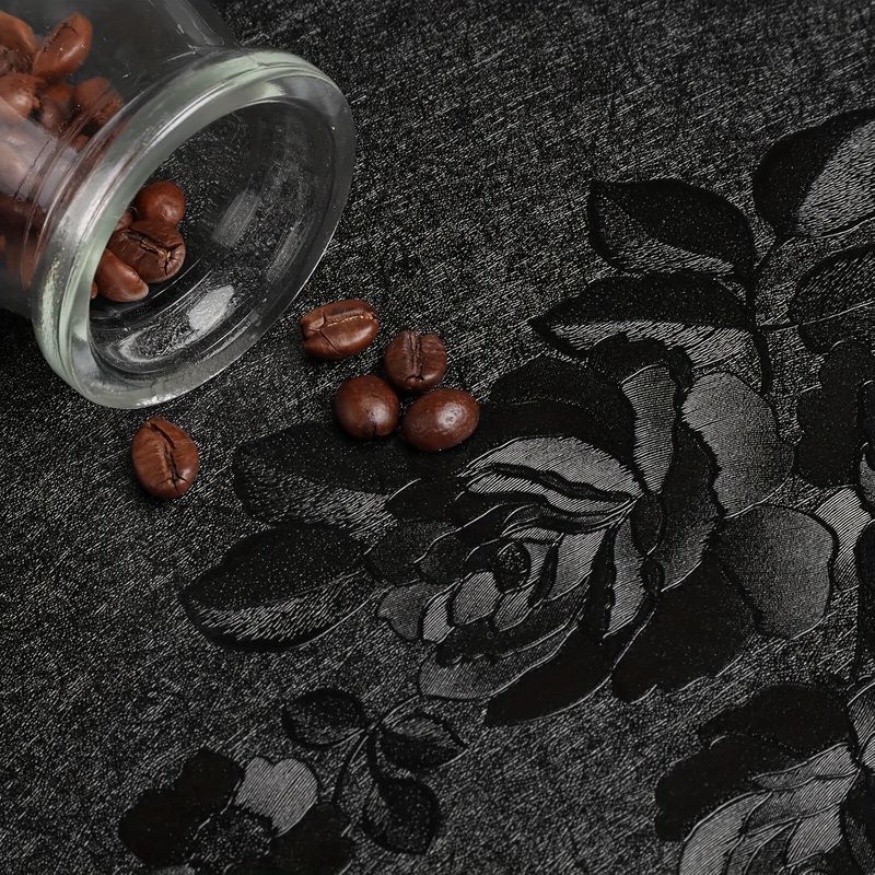 Black Rose Wallpaper Peel And Stick Waterproof Removable Self-Adhesive Embossed Floral Pattern Easy To Install_voghion.com
