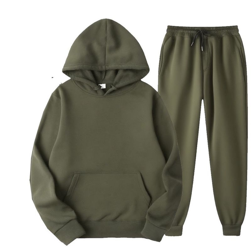 Pullover-Set aus grenzüberschreitendem Stoff in Übergröße, für Männer und Frauen gleich, einfarbiges Hip-Hop-Set aus lockerem Samt für Paare._voghion.com