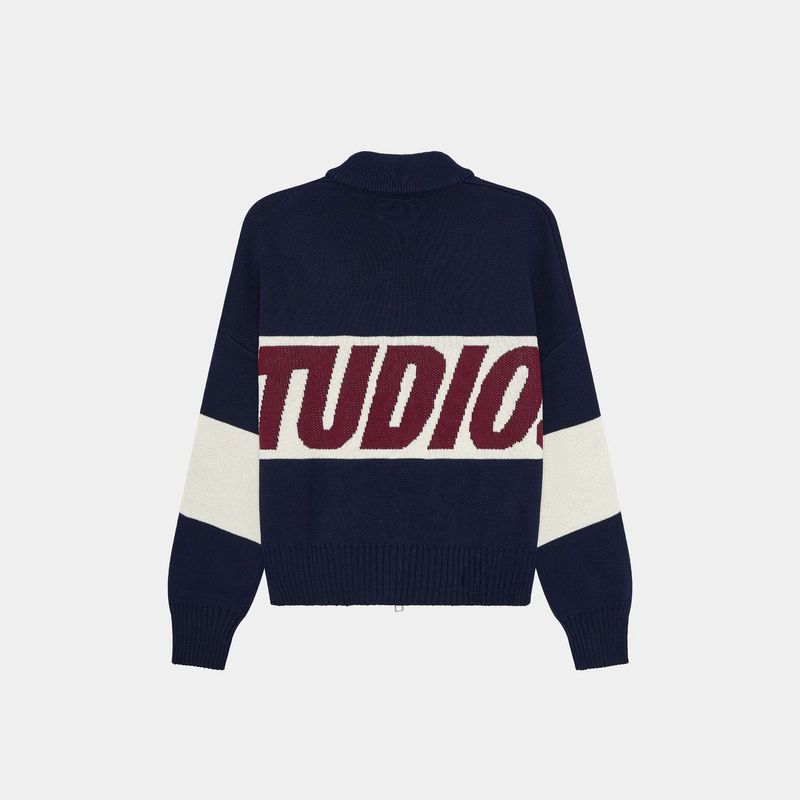 Herrenbekleidung Locker sitzender Rollkragenpullover Herren Oversized Rollkragenpullover Lässiger Streetwear Color Block Strickcardigan Mantel für Herbst Winter_voghion.com