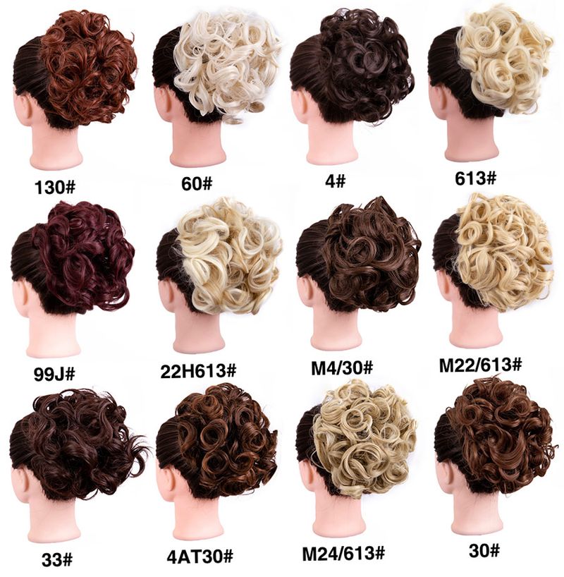 Leeons szintetikus barna szőke göndör Chignon rendetlen konty fésűs kapcsos hajhosszabbító updos hajszálak nőknek_voghion.com