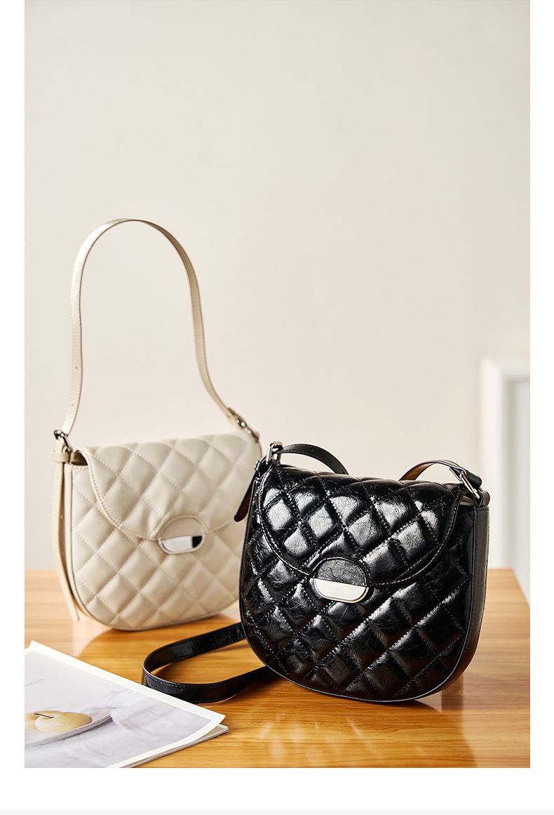 Borsa a tracolla trapuntata di lusso per donna - Borsa a tracolla in vera pelle, piccola borsa hobo a forma di naso con tracolla a catena_voghion.com
