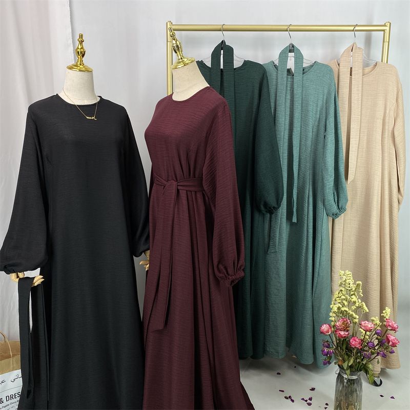 Sıcak Satış Basit Stil Fas Elbiseleri Kaftan Türkiye Tek Renk Körfez Abayaları İslami Kadın Uzun Elbise Müslüman Suudi Elbisesi Ramazan_voghion.com