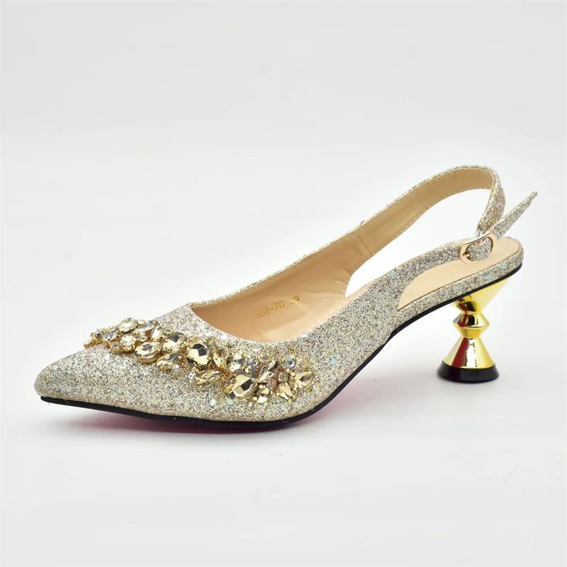 Vintage Diamant-Set klobige Sandalen mit Abendessen Tasche Set Mode Design Strass Abendtasche_voghion.com