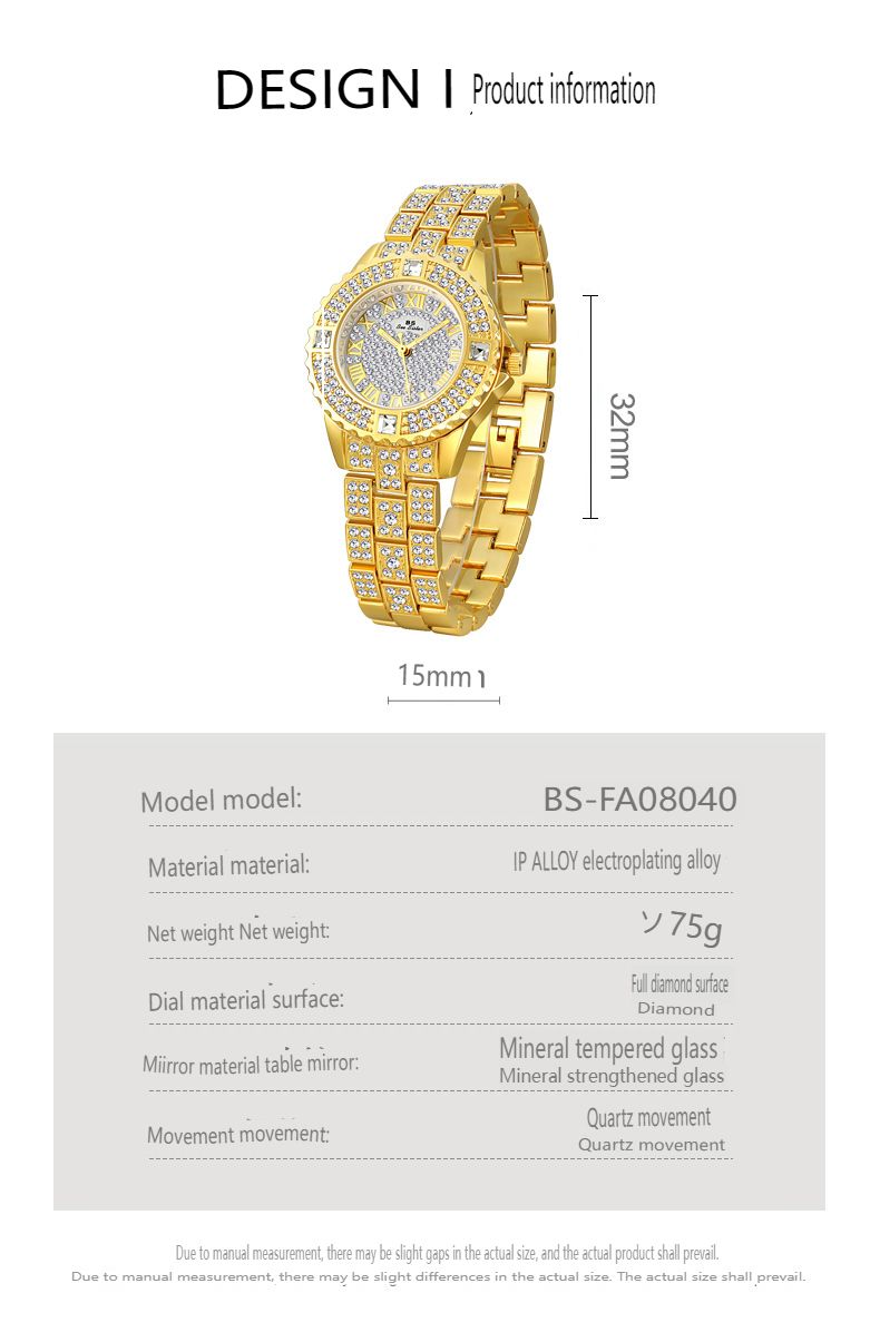 Bs Bee Sister Damen-Diamantuhr, luxuriöse modische Quarzuhr für Damen, luxuriöse wasserdichte Damen-Quarzuhr, modische Uhr für Frauen_voghion.com