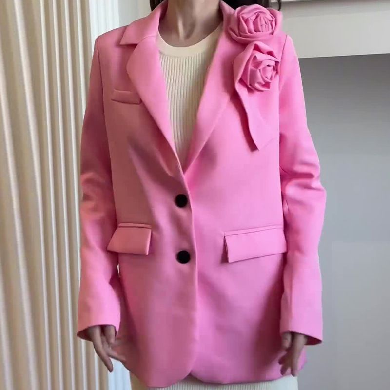 Damenbekleidung Damenbekleidung einfarbig Revers Anzug Temperament Pendlerhose zweiteiliger Anzug_voghion.com