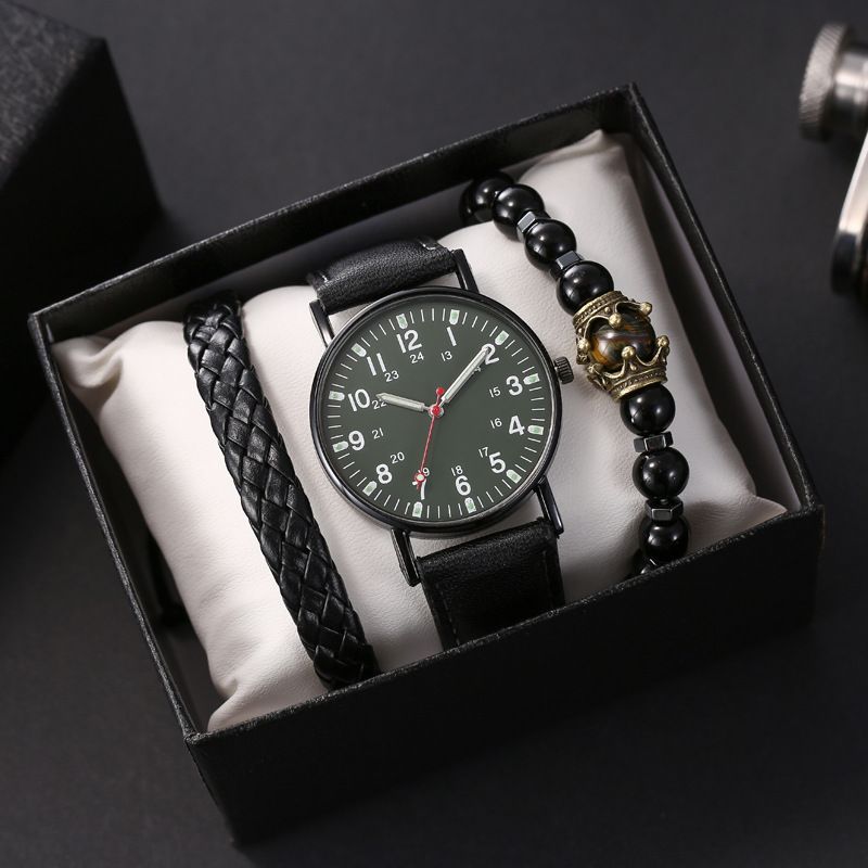 Men's Watches Bracelet Set Watch Watch Quartz Watch Belt Fashion Casual Luminous Watch Men's Watch Three Piece Watch_voghion.com