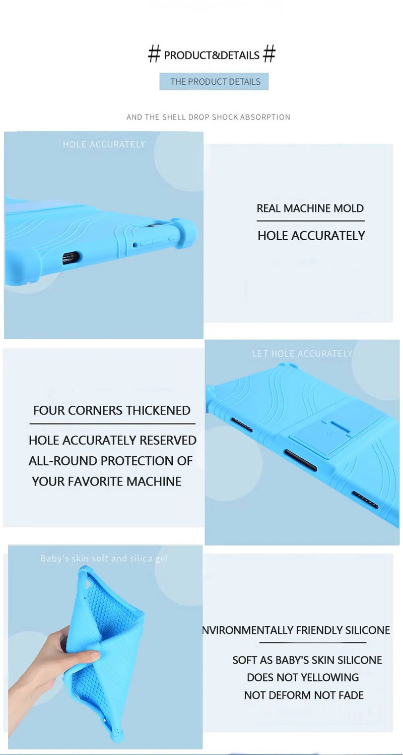 For Teclast M40 Plus Safe Shockproof Silicone Cover TLC005 Tablet 10.1 inch Protective Soft Adjustable Stand Shell_voghion.com