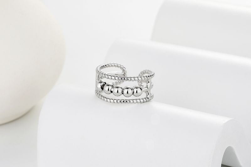 Verstellbarer Glücksperlenring aus Sterlingsilber für Damen im Ins-Stil, angstlösender Modering für den täglichen Gebrauch_voghion.com