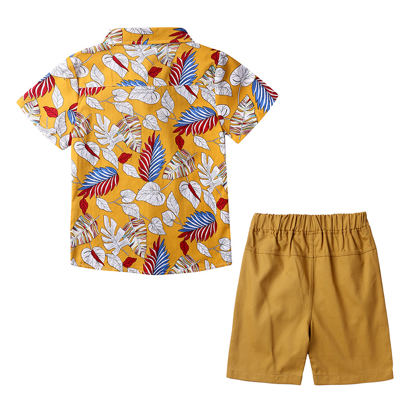 Mother&Kids Completo estivo per bambini Camicia a maniche corte stampata per ragazzi Set di due pezzi_voghion.com