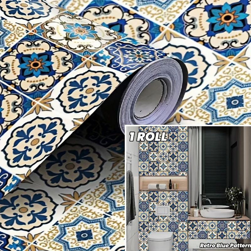 Amerikanischen Stil Plaid Tapete Küche Öl-proof Wasserdicht Aufkleber Schlafzimmer Wohnzimmer Hintergrund Wand Verdickt_voghion.com