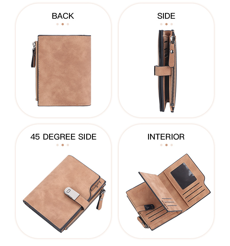 BAELLERRY new women's short wallet version with multiple card slots zipper coin purse buckle card bag men purse_voghion.com