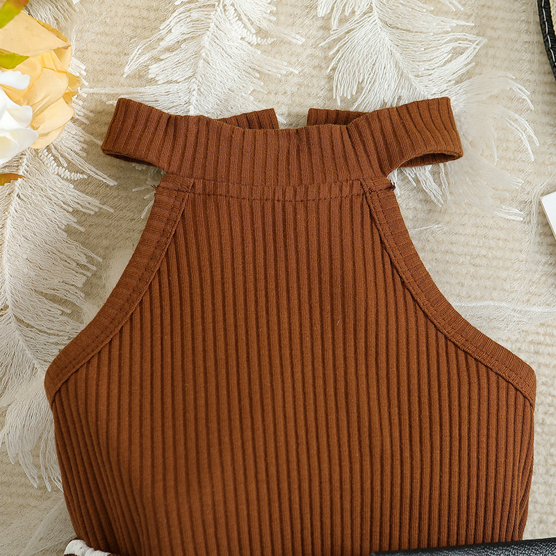 Abbigliamento per neonati Completo da bambina per bambini di taglia piccola e media, top ampio con scollo all'americana + pantaloncini Marsupio set da tre pezzi_voghion.com