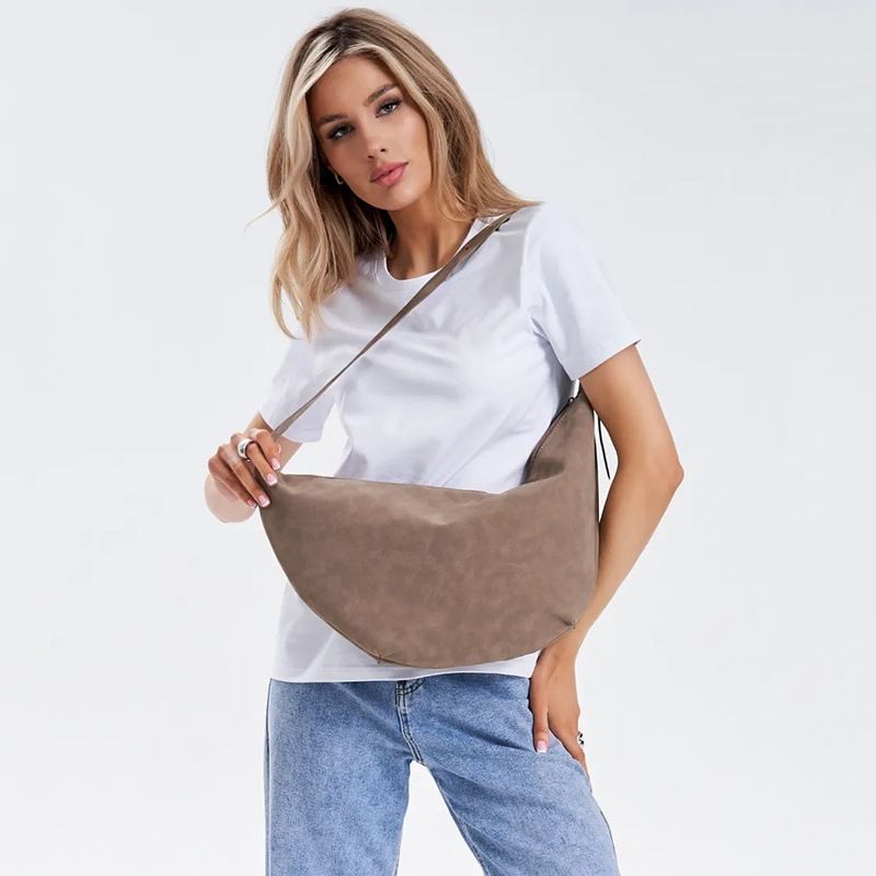 Bolso de hombro vintage para mujer: bolso bandolera de piel sintética de gran capacidad con cierre de cremallera, diseño clásico acolchado para uso diario._voghion.com