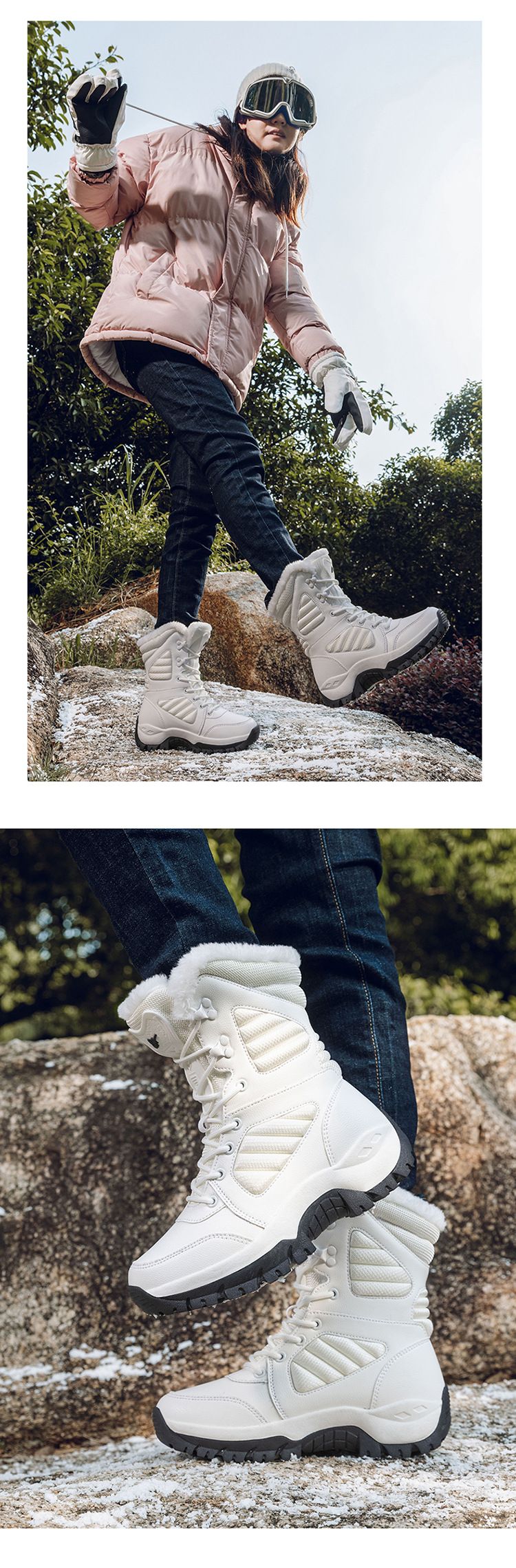 Warm High Top Hiking And Skiing Training Boots, High Top Combat Military Boots, Hiking Shoes_voghion.com