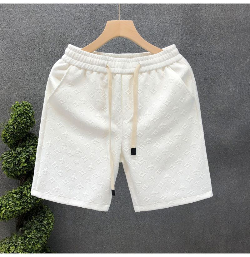 Light Luxury Style White Jacquard For Men, Summer Trendy Brand Five-Point Shorts, 2024 New Men's Half-Length Shorts_voghion.com