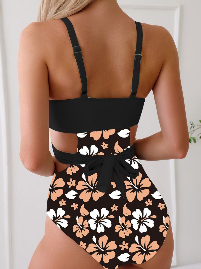 Maillot de bain une pièce sexy en dentelle ajourée imprimée pour femme_voghion.com