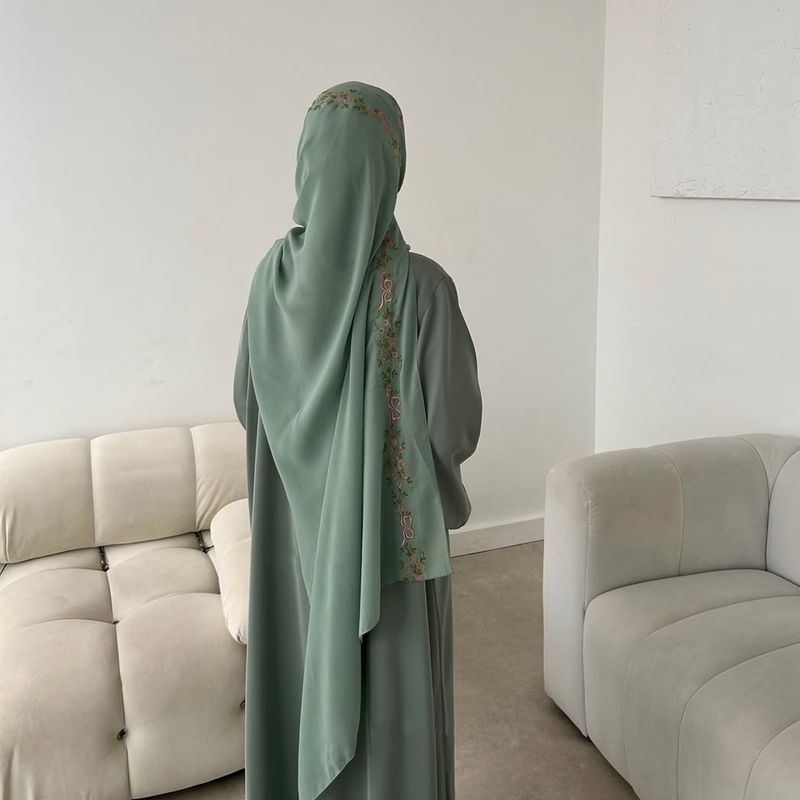 Loriya Floral Embroidered Open Front Cardigan With Scarf Option - Soft Viscose Fabric, Elegant Long Sleeve Design For Women_voghion.com