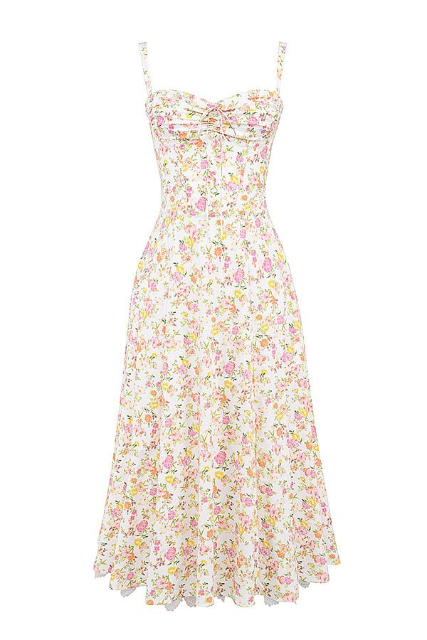 Rochie lungă cu bretele florale subțiri, cu temperament transfrontalier european și american_voghion.com