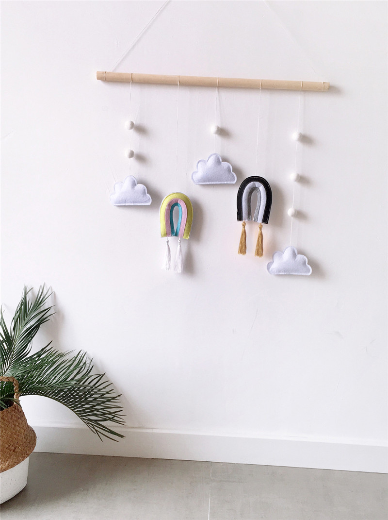 Children's Room Wooden Stick, Cloud, Felt, Raindrop Decoration Prop Pendant Photography_voghion.com