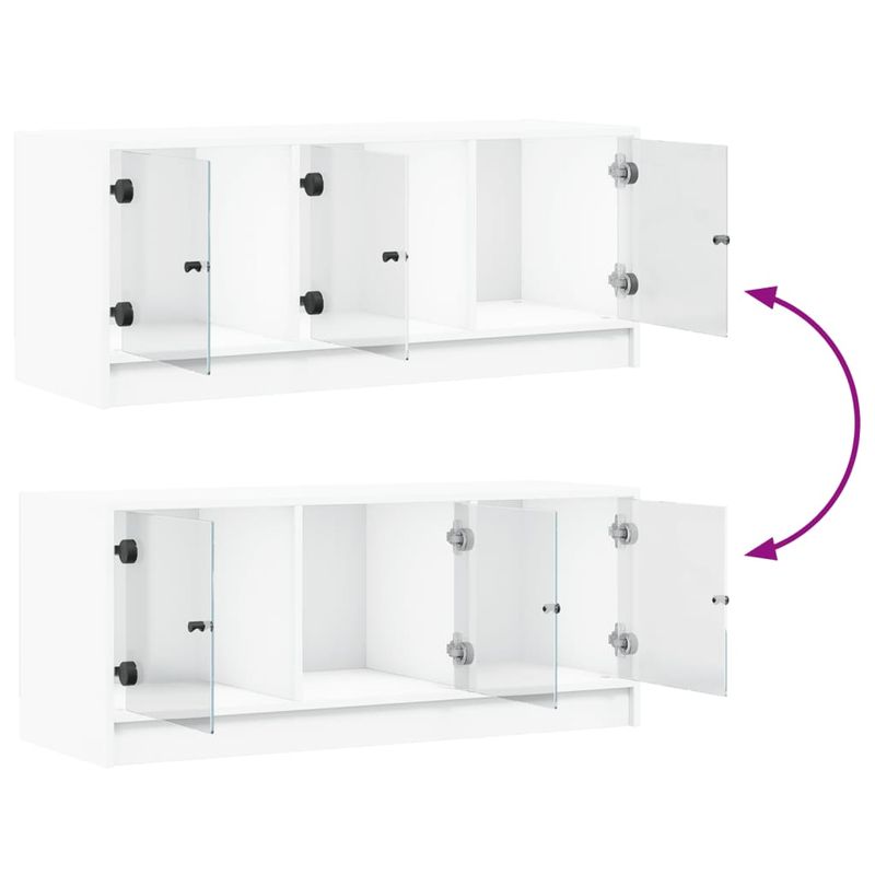 TV-Schrank Mit Glastüren Weiß 102x37x42 Cm_voghion.com