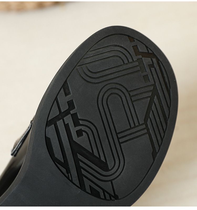 Tacco Lefu per donna 2024 primavera e autunno nuovo tacco spesso Hundred One Step scarpe stile britannico moneta d'oro_voghion.com