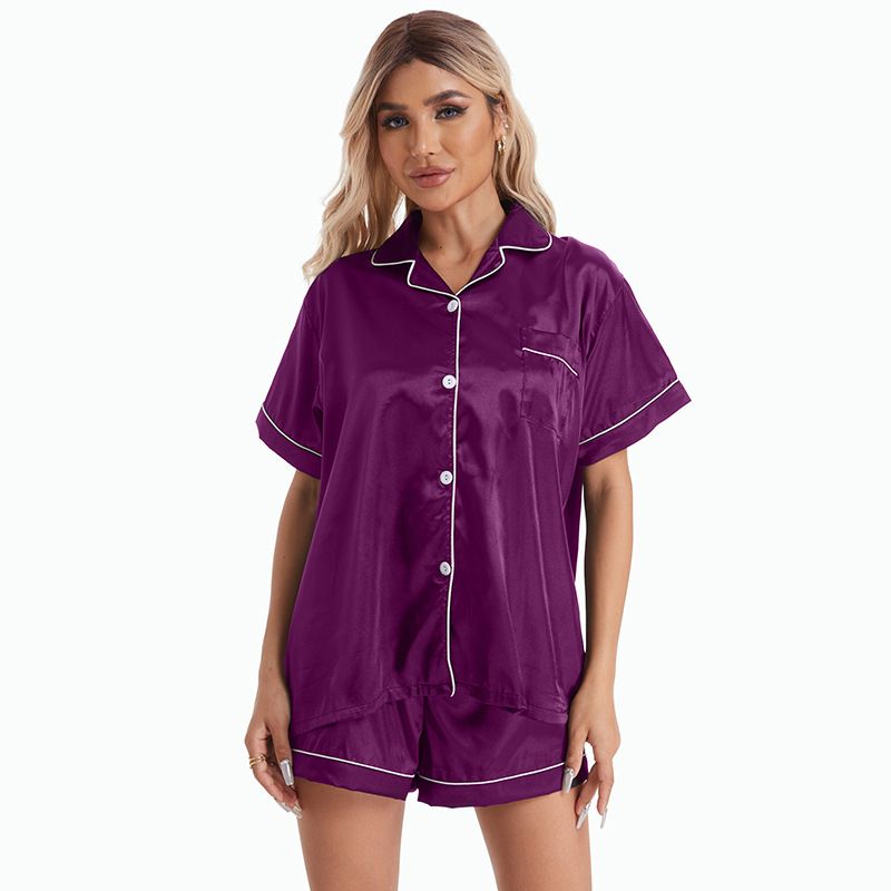 Sleeve Shorts Homewear Women's Special New Silk Pajama Set Plus Size Short Style_voghion.com