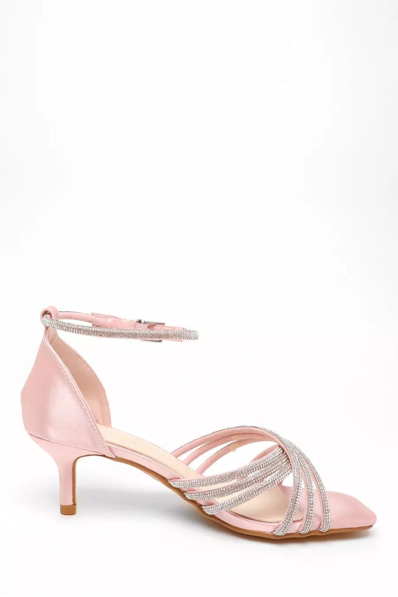 Fashion diamond strap sandals small short heels open toe small square head high heels sandals_voghion.com