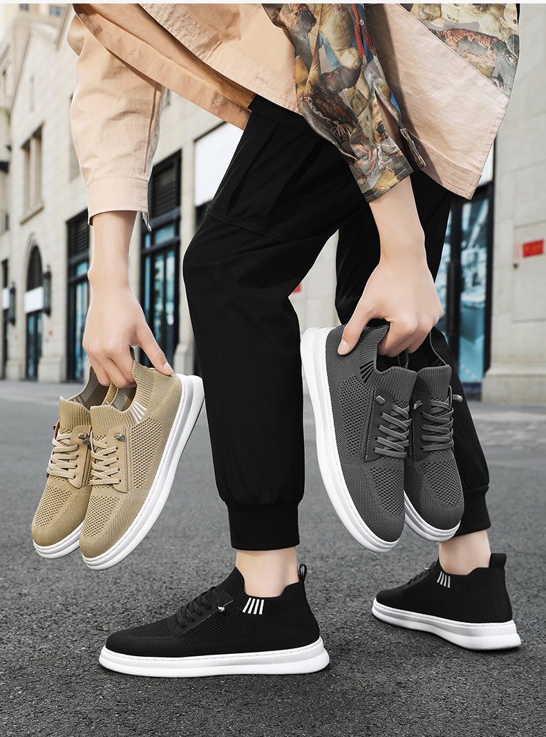 New product, every step of the shoe industry, flying woven men's mesh breathable casual sports socks shoes, P25_voghion.com
