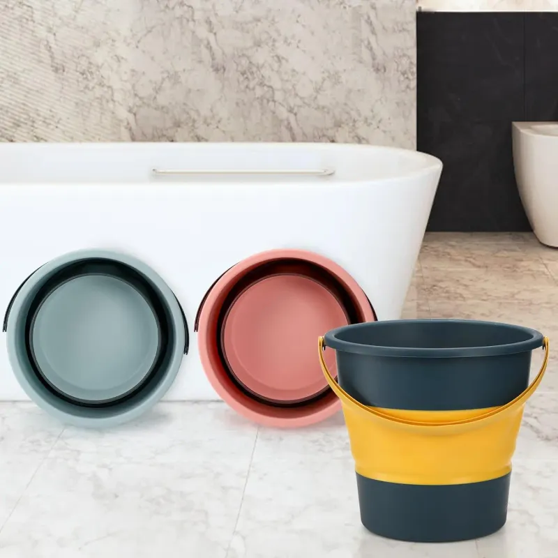 5/10/17L Portable Folding Bucket Multifunctional Thickened Silicone Bucket For Car Washing And Fishing Camping Folding Bucket_voghion.com