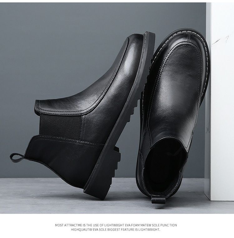 Glide High-End Genuine Leather Boots For Men, Autumn And Winter Pointed Toe British Martin High-Top Ankle Boots, Suit_voghion.com
