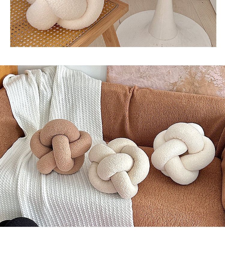 Handwoven Knotted Ball Pillow - Octagonal Sherpa Fleece Cushion For Sofa/Bed (Soft & Cozy Multi-Functional Decorative Throw Pillow)_voghion.com