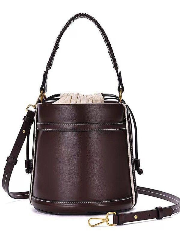 Spanish Women's 2025 Autumn New Fashion Color Block Shoulder Handbag Crossbody Woven Bucket Bag For Women_voghion.com