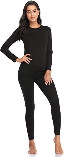 Ultra-Soft Women's Thermal Underwear Set - Warm Wool-Like Long Sleeve Top & Pants For Winter & Fall (White, Purple, Black)_voghion.com