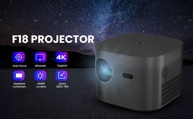 1080P didelės raiškos išmanusis F18 namų miegamajam, svetainei, mobiliajam telefonui, „Android“ sistemos projektoriui_voghion.com
