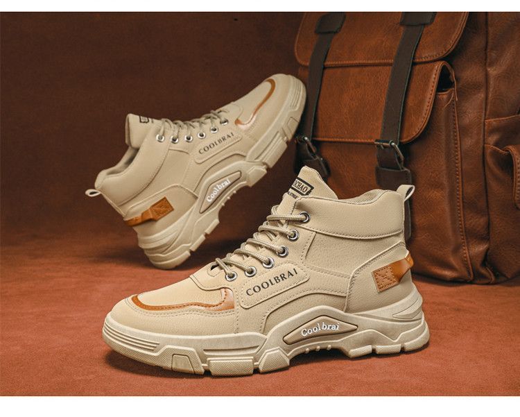 Men's Work Boots Slip-Resistant Comfortable Round Toe Casual Hiking Shoes With Rubber Sole For Outdoor Construction Non Slip Wear Resistant_voghion.com