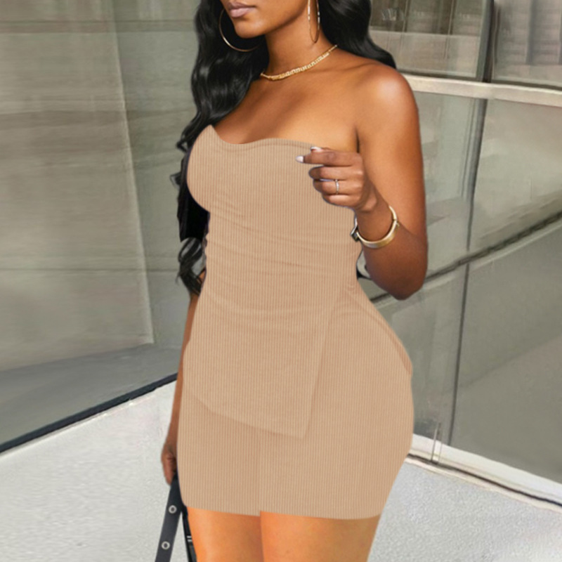 Women's knitted pit strip solid color fashion casual suit_voghion.com