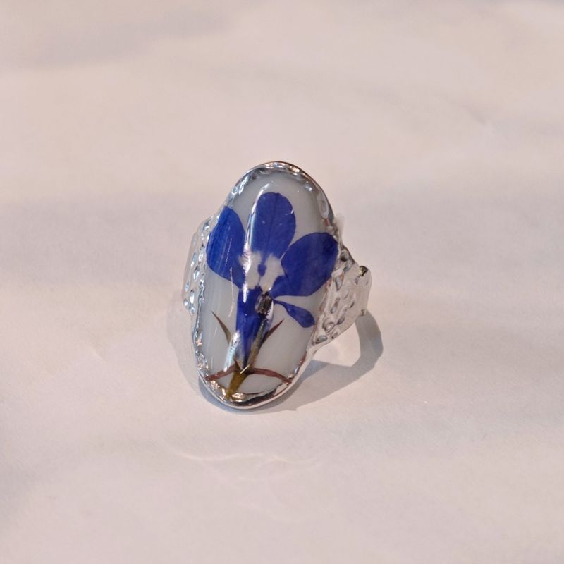 Handmade Oil Painting Style Fresh Dried Eternal Flower Exquisite Stainless Steel Open Ring_voghion.com
