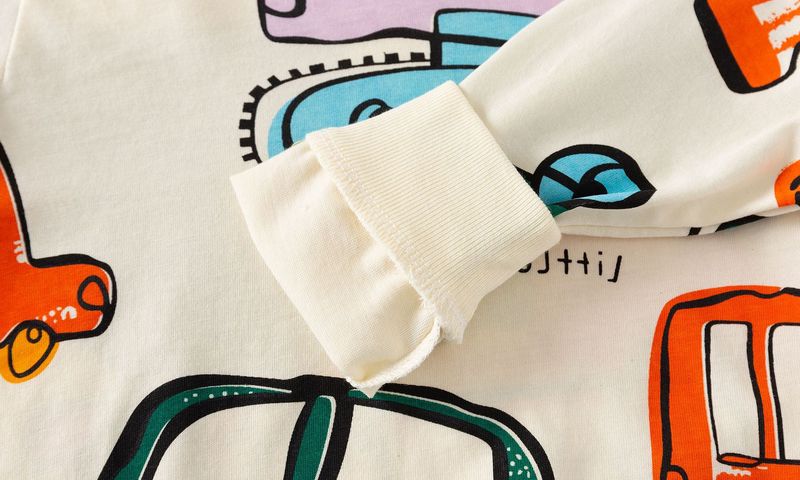 Ropa de casa para niños de manga larga, nueva primavera y otoño, trajes para niños y niñas, algodón, bonita excavadora, ropa de casa, traje de dos piezas_voghion.com