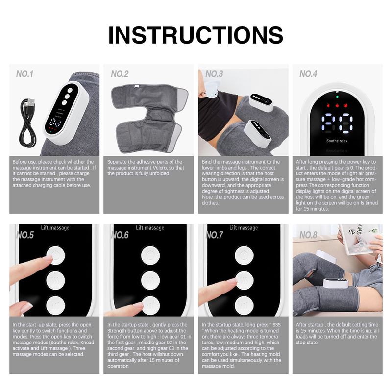 Massaggiatore elettrico portatile per la casa Attrezzatura per le gambe a 3 velocità Impacco caldo Massaggio per cosce e polpacci Rilassa i muscoli Allevia_voghion.com